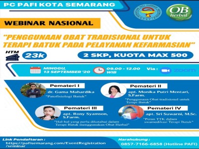 WEBINAR NASIONAL PAFI PC KOTA SEMARANG & OB HERBAL